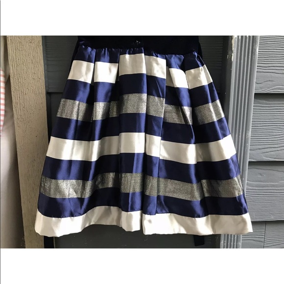 Jona Michelle Girl Dress Sz 8 Blue Silver Top Velvet Lined String Button Closure - Picture 6 of 9